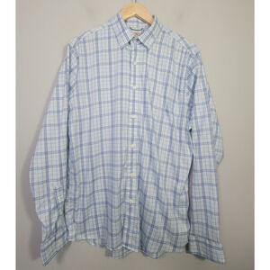 Faherty Mens L Supima Cotton Plaid Button Up Shirt Blue